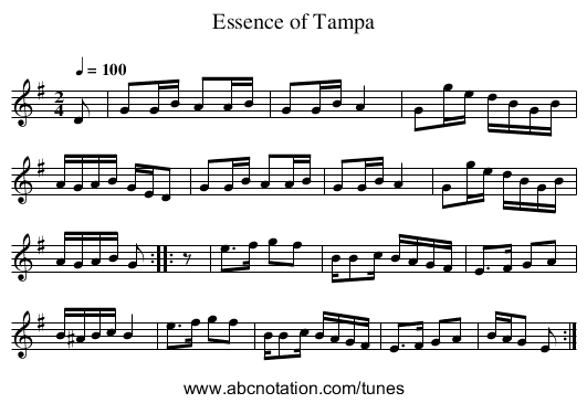 Essence of Tampa - staff notation