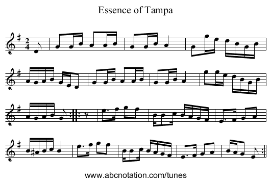 Essence of Tampa - staff notation