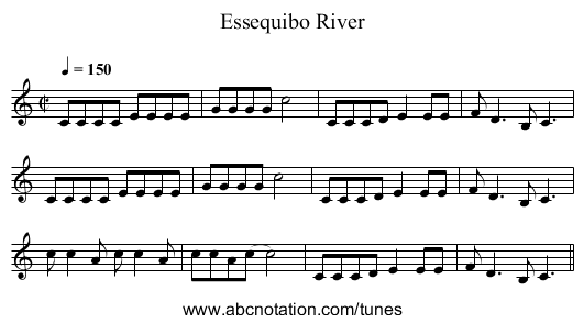 Essequibo River - staff notation