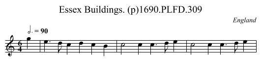 Essex Buildings. (p)1690.PLFD.309 - staff notation