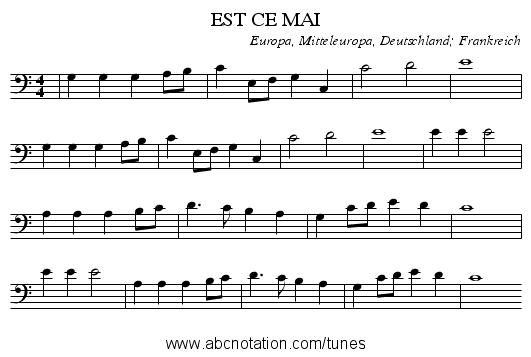 EST CE MAI - staff notation