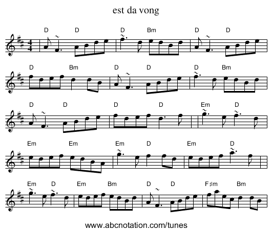 est da vong - staff notation