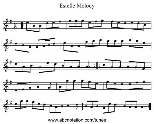 Estelle Melody - staff notation