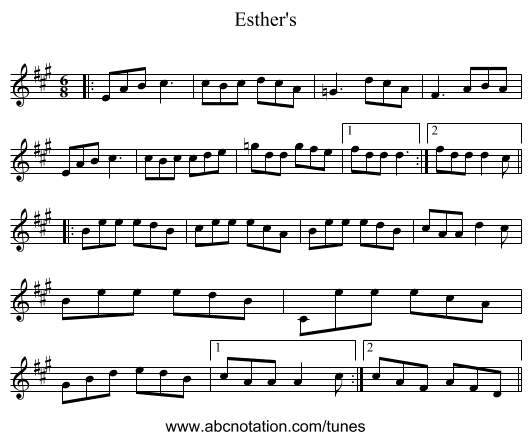 Esther's - staff notation