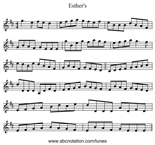 Esther's - staff notation