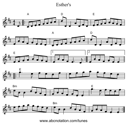 Esther's - staff notation
