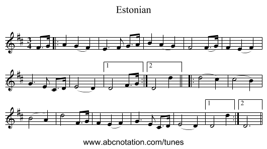 Estonian - staff notation
