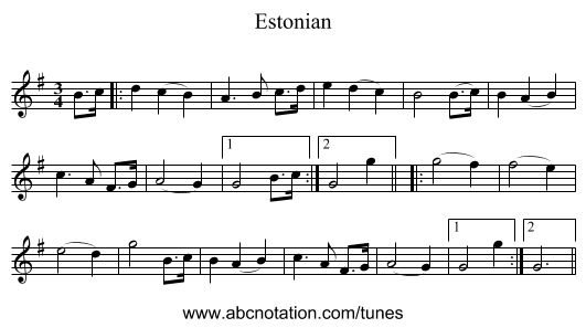 Estonian - staff notation