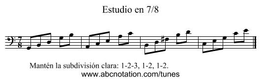 Estudio en 7/8 - staff notation