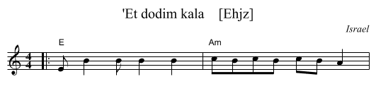 'Et dodim kala    [Ehjz] - staff notation