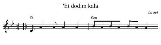 'Et dodim kala - staff notation