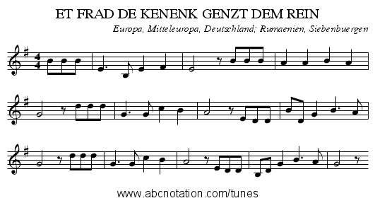 ET FRAD DE KENENK GENZT DEM REIN - staff notation