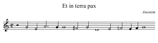 Et in terra pax - staff notation
