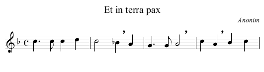 Et in terra pax - staff notation