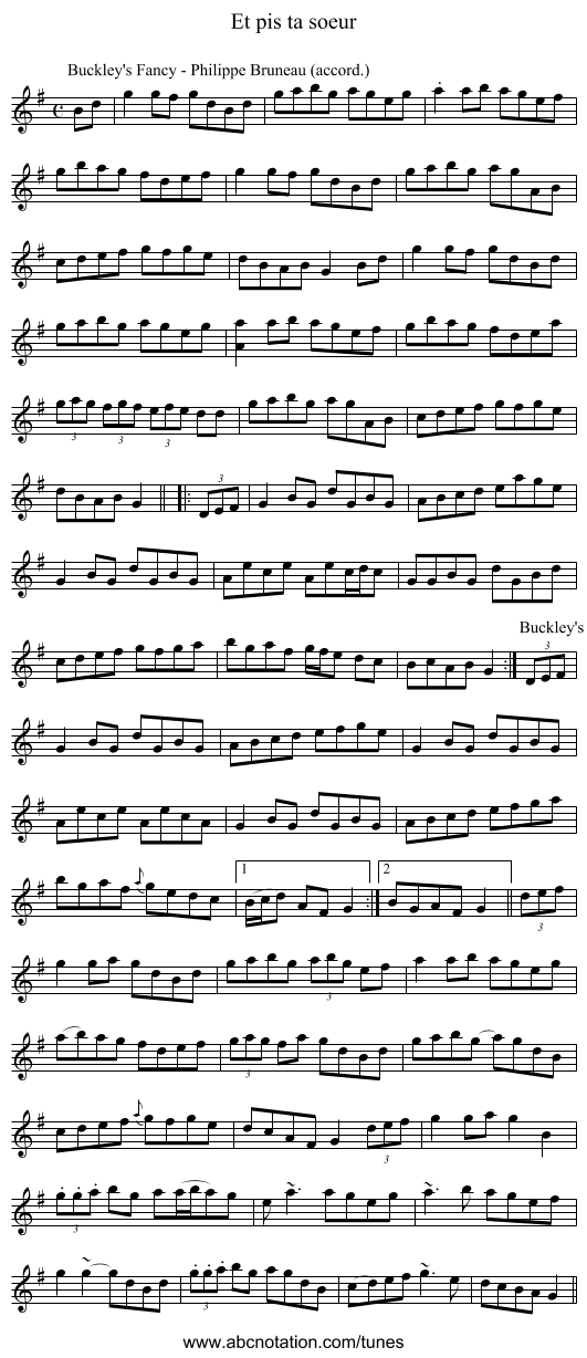 Et pis ta soeur - staff notation