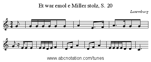 Et war emol e Miller stolz, S. 20 - staff notation