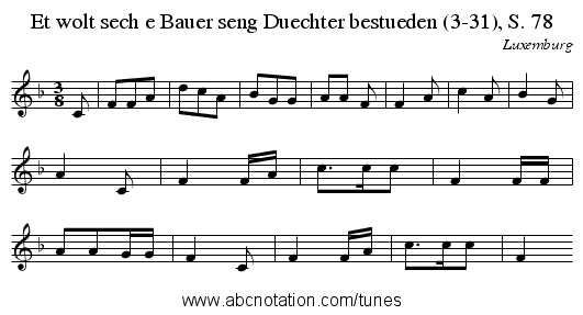Et wolt sech e Bauer seng Duechter bestueden (3-31), S. 78 - staff notation