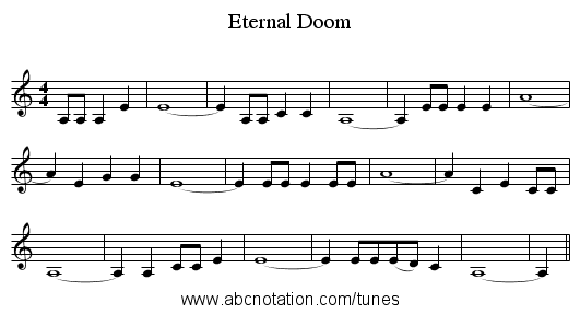 Eternal Doom - staff notation