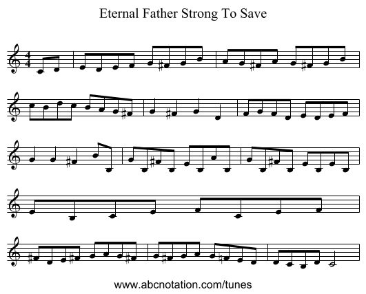 Eternal Father Strong To Save - staff notation