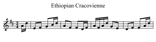 Ethiopian Cracovienne - staff notation