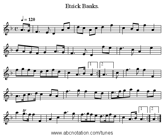 Etrick Banks. - staff notation