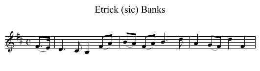 Etrick (sic) Banks - staff notation