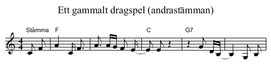 Ett gammalt dragspel (andrastämman) - staff notation