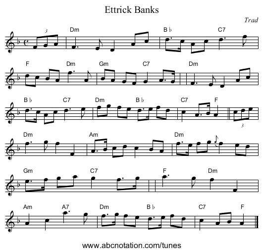Ettrick Banks - staff notation