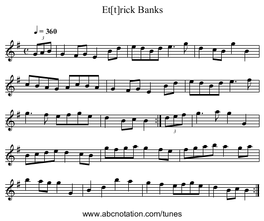 Et[t]rick Banks - staff notation