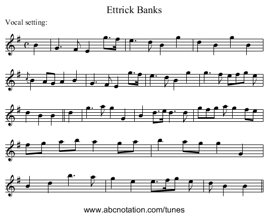 Ettrick Banks - staff notation
