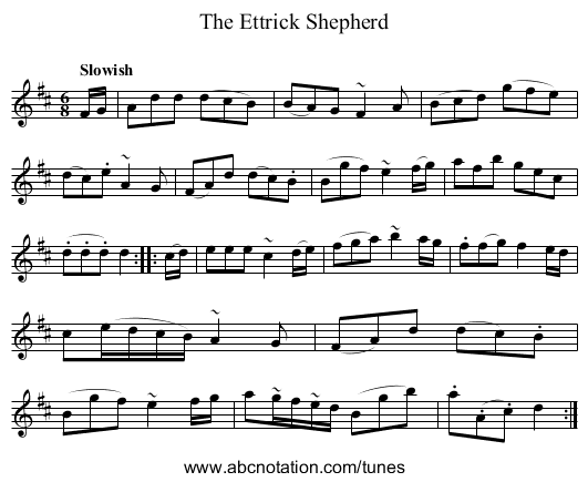 Ettrick Shepherd, The - staff notation