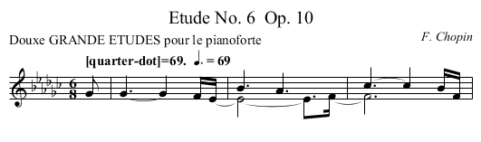 Etude No. 6	 Op. 10 - staff notation