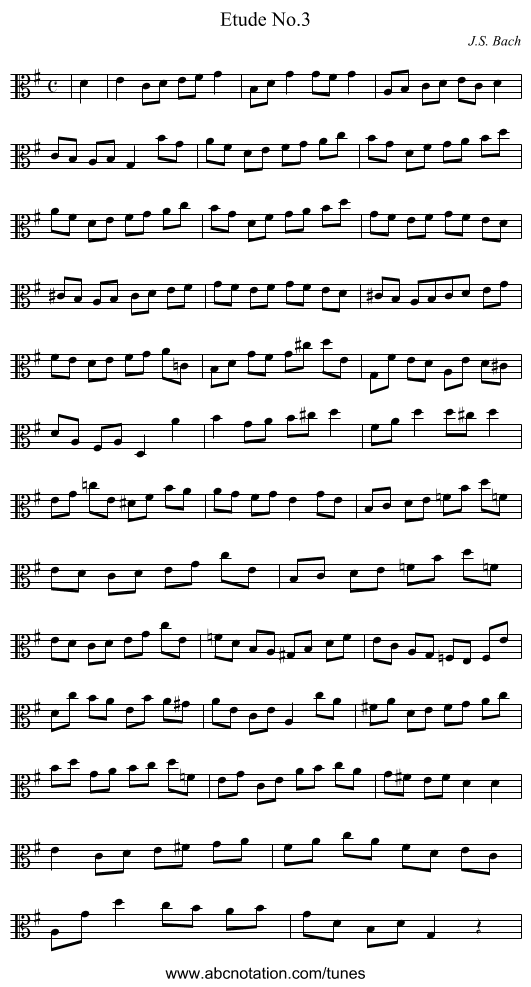 Etude No.3 - staff notation
