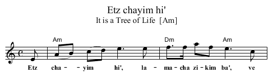 Etz chayim hi' - staff notation