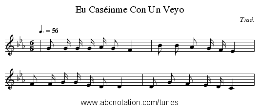 Eu Caséinme Con Un Veyo - staff notation