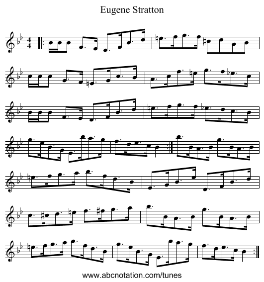 Eugene Stratton - staff notation