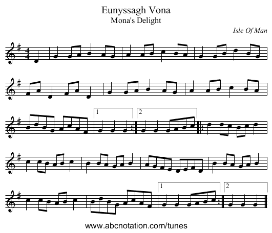 Eunyssagh Vona - staff notation