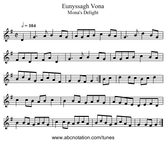 Eunyssagh Vona - staff notation