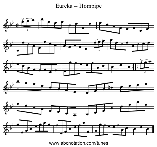 Eureka -- Hornpipe - staff notation