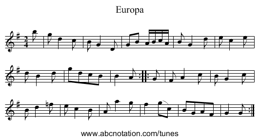 Europa - staff notation