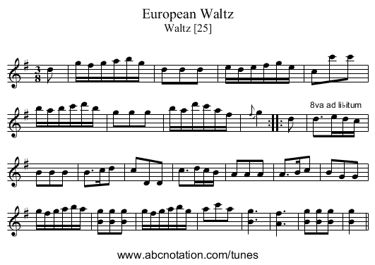 European Waltz - staff notation