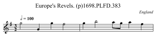 Europe's Revels. (p)1698.PLFD.383 - staff notation
