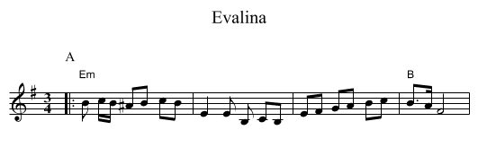 Evalina - staff notation