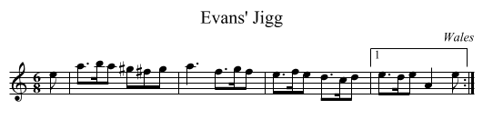 Evans' Jigg - staff notation