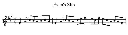 Evan's Slip - staff notation