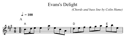 Evans's Delight - staff notation