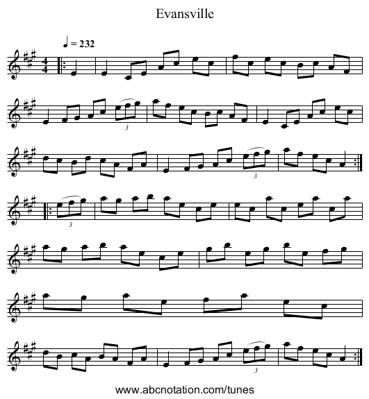 Evansville - staff notation