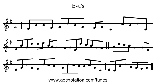 Eva's - staff notation