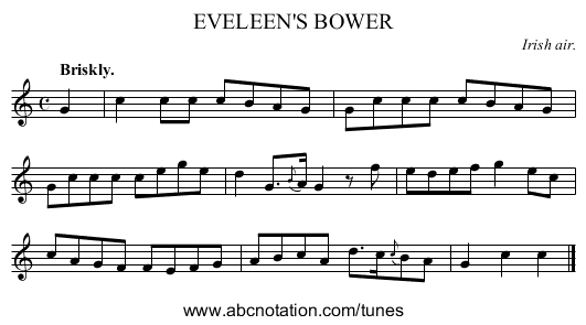 EVELEEN'S BOWER - staff notation