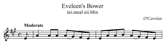 Eveleen's Bower - staff notation